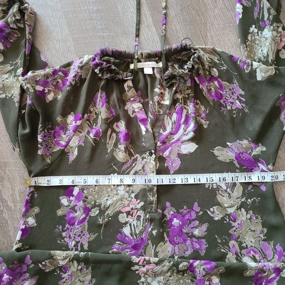 LC Lauren Conrad Olive Floral Tunic Blouse Size XS - Picture 10 of 10